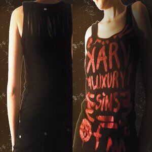 Y2K KARV Tank Top | Slashed Back | Gothic Graphic Print | Size M